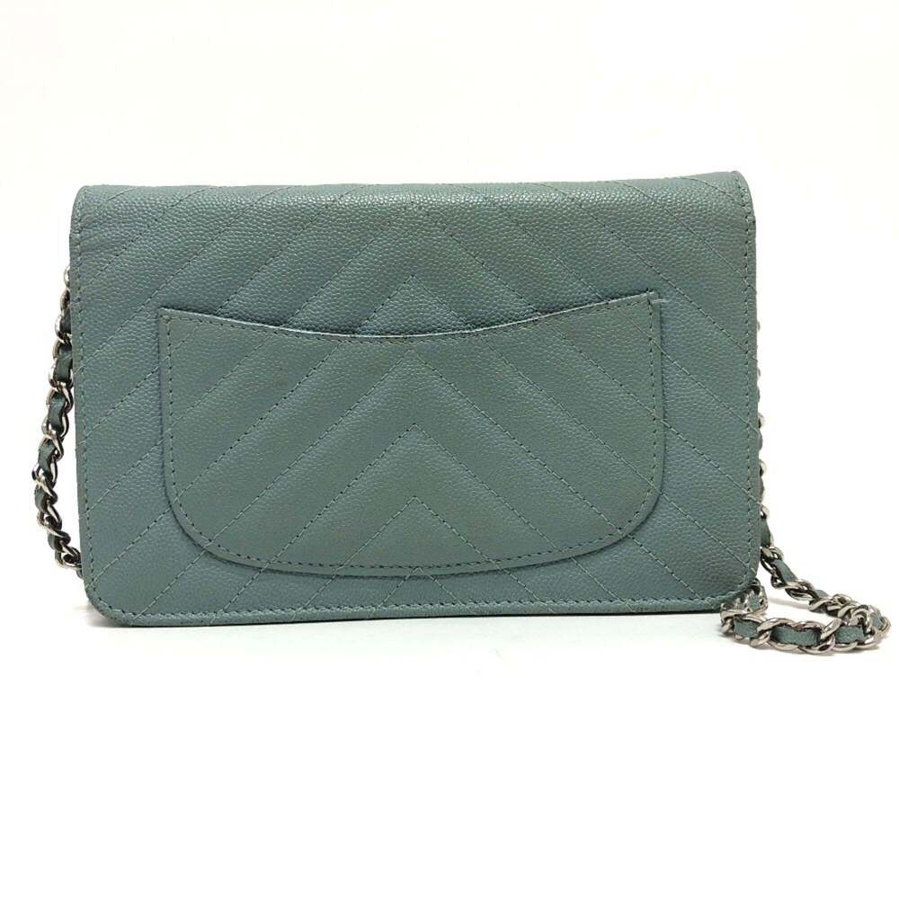 CHANEL Authentic Blue Caviar Leather Logo Wallet - Picture 2 of 16